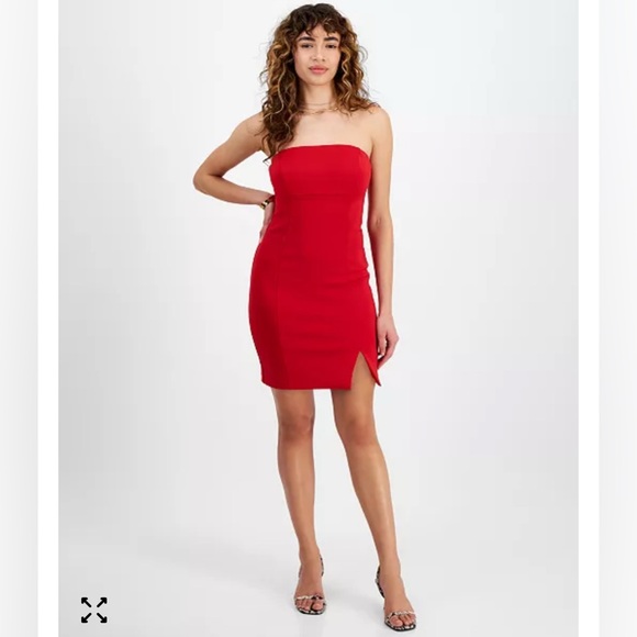 GUESS Red Strapless Bodycon Mini Dress Size 12 NWT - Picture 1 of 12